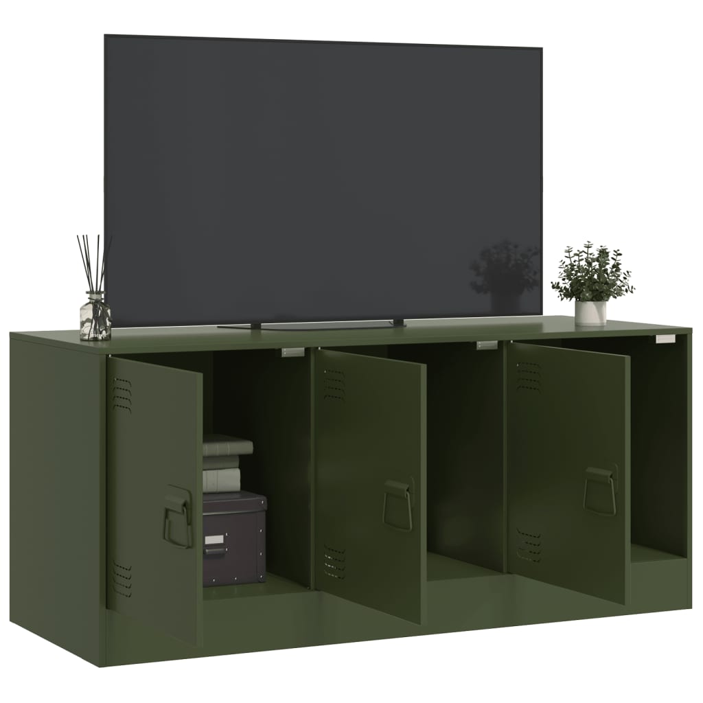 Έπιπλο Τηλεόρασης Πράσινο Λαδί 99x39x44 εκ. από Ατσάλι