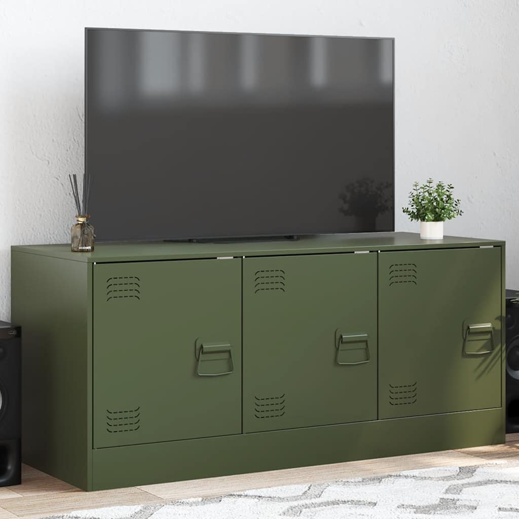 Έπιπλο Τηλεόρασης Πράσινο Λαδί 99x39x44 εκ. από Ατσάλι