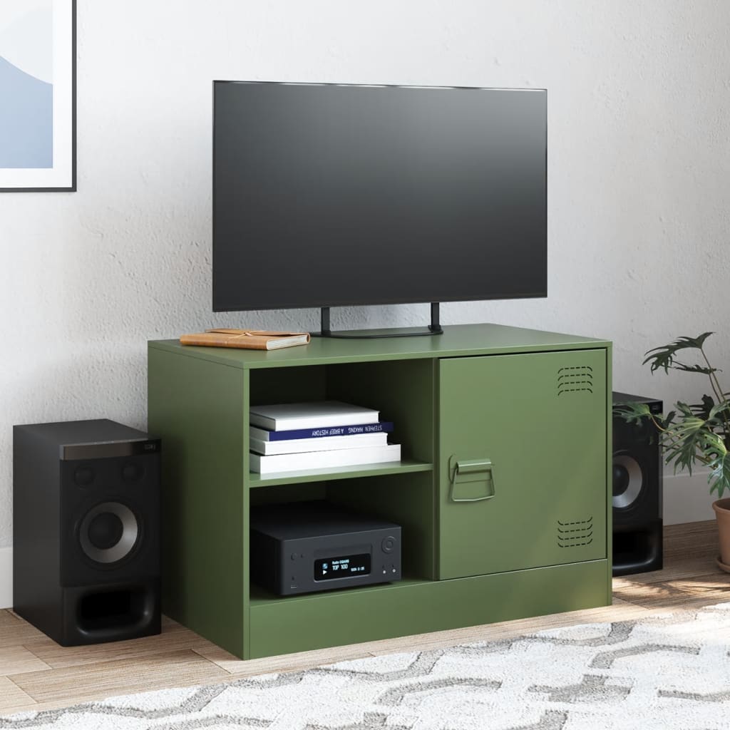 Έπιπλο Τηλεόρασης Πράσινο Λαδί 67x39x44 εκ. από Ατσάλι - Pakobazaar