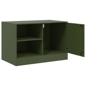 Έπιπλα Τηλεόρασης 2 τεμ. Πράσινο Λαδί 67x39x44 εκ. από Χάλυβα