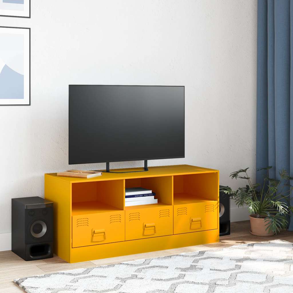 Έπιπλο Τηλεόρασης Μουσταρδί Κίτρινο 99x39x44 εκ. από Ατσάλι