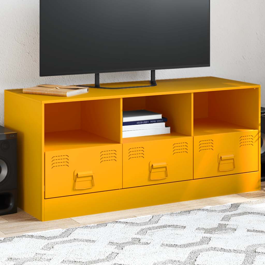 Έπιπλο Τηλεόρασης Μουσταρδί Κίτρινο 99x39x44 εκ. από Ατσάλι