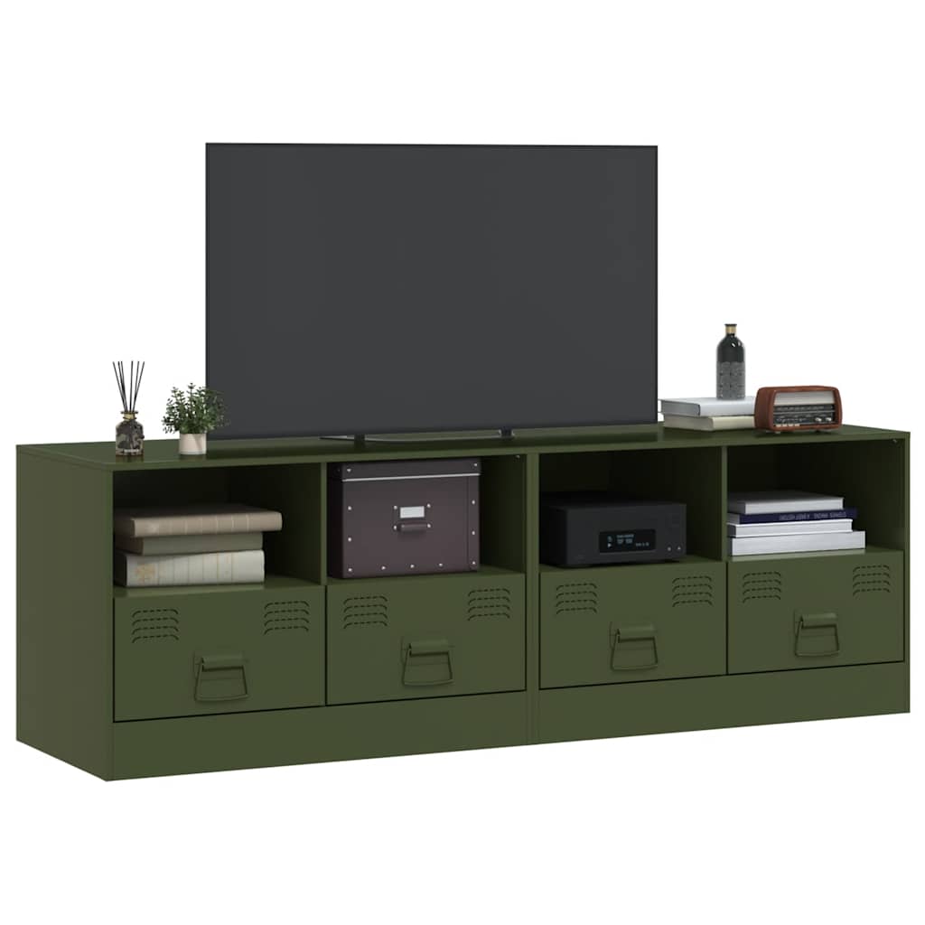 Έπιπλα Τηλεόρασης 2 τεμ. Πράσινο Λαδί 67x39x44 εκ. από Χάλυβα