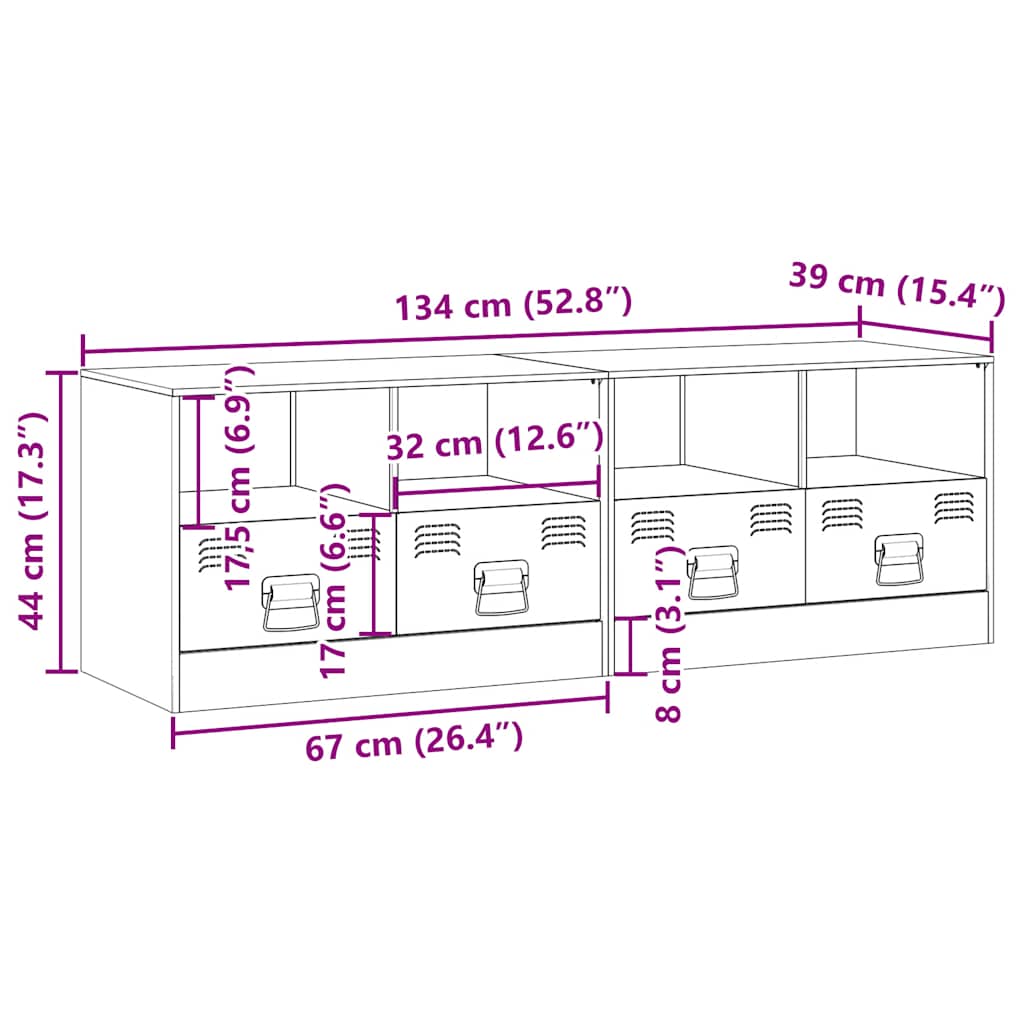 Έπιπλα Τηλεόρασης 2 τεμ. Πράσινο Λαδί 67x39x44 εκ. από Χάλυβα