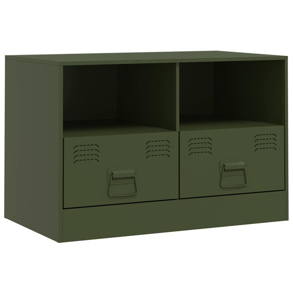 Έπιπλα Τηλεόρασης 2 τεμ. Πράσινο Λαδί 67x39x44 εκ. από Χάλυβα