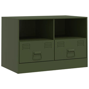 Έπιπλα Τηλεόρασης 2 τεμ. Πράσινο Λαδί 67x39x44 εκ. από Χάλυβα