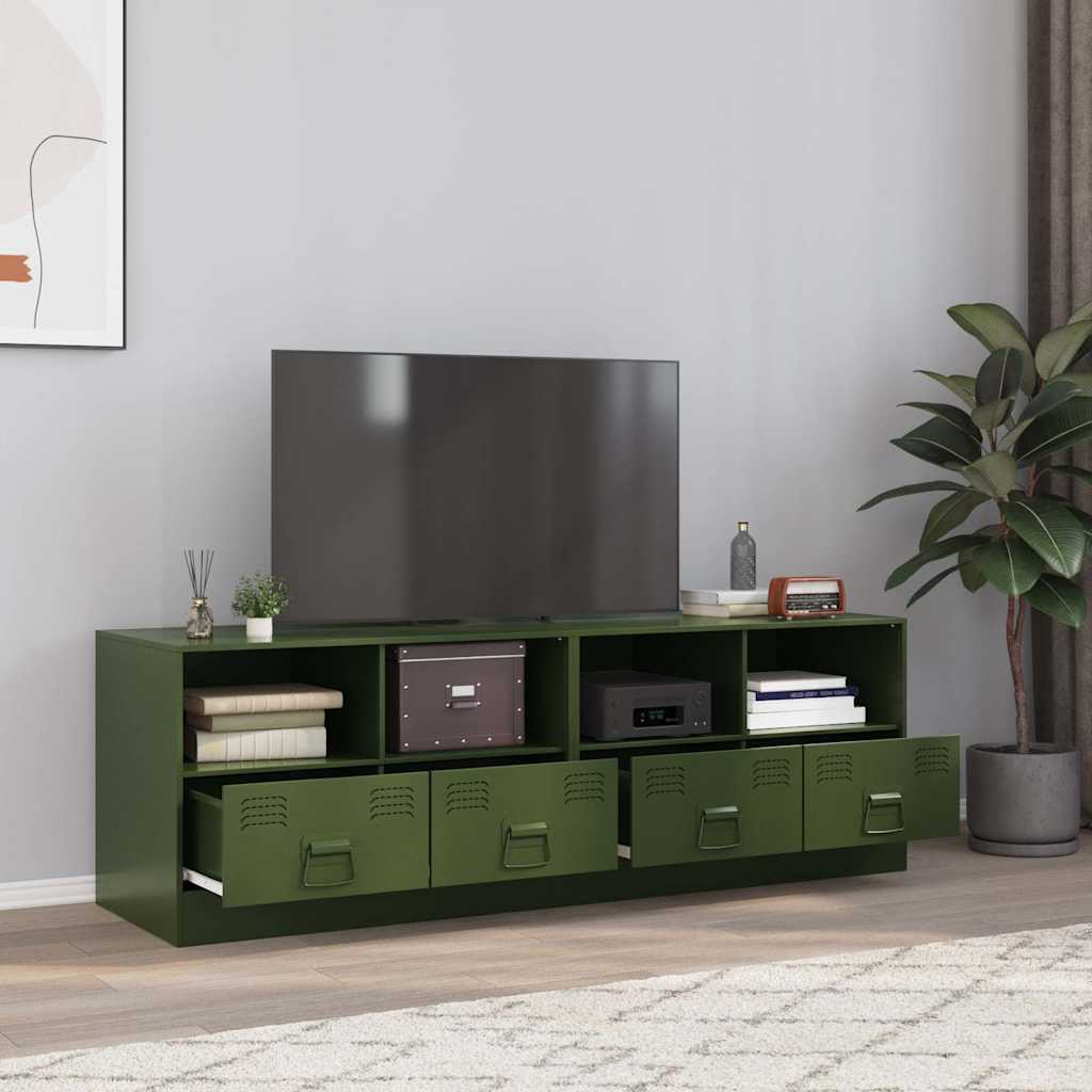 Έπιπλα Τηλεόρασης 2 τεμ. Πράσινο Λαδί 67x39x44 εκ. από Χάλυβα