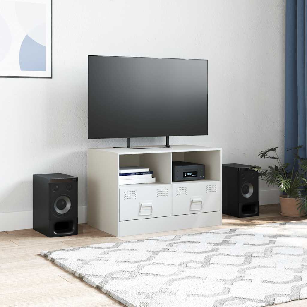 Έπιπλο Τηλεόρασης Λευκό 67x39x44 εκ. από Χάλυβα