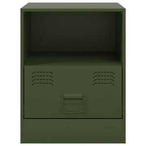 Κομοδίνα 2 τεμ. Πράσινο Λαδί 34,5x39x44 εκ. από Χάλυβα - Pakobazaar