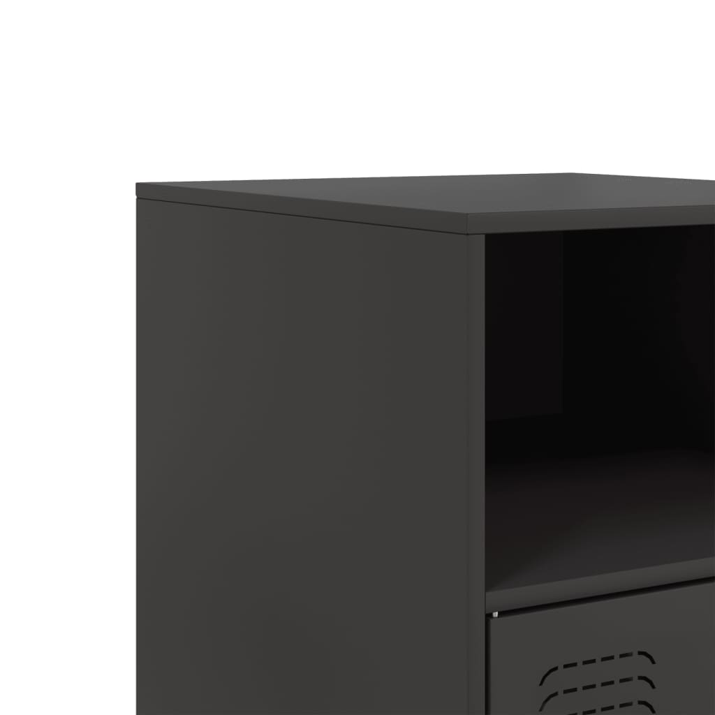 Κομοδίνα 2 τεμ. Μαύρα 34,5x39x62 εκ. από Χάλυβα