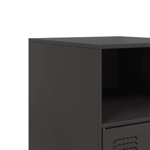 Κομοδίνα 2 τεμ. Μαύρα 34,5x39x62 εκ. από Χάλυβα