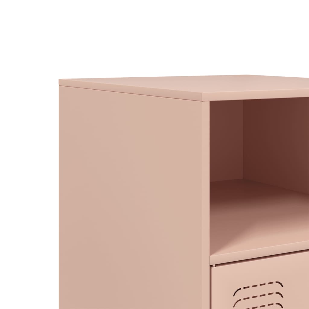 Κομοδίνο Ροζ 34,5x39x62 εκ. από Χάλυβα
