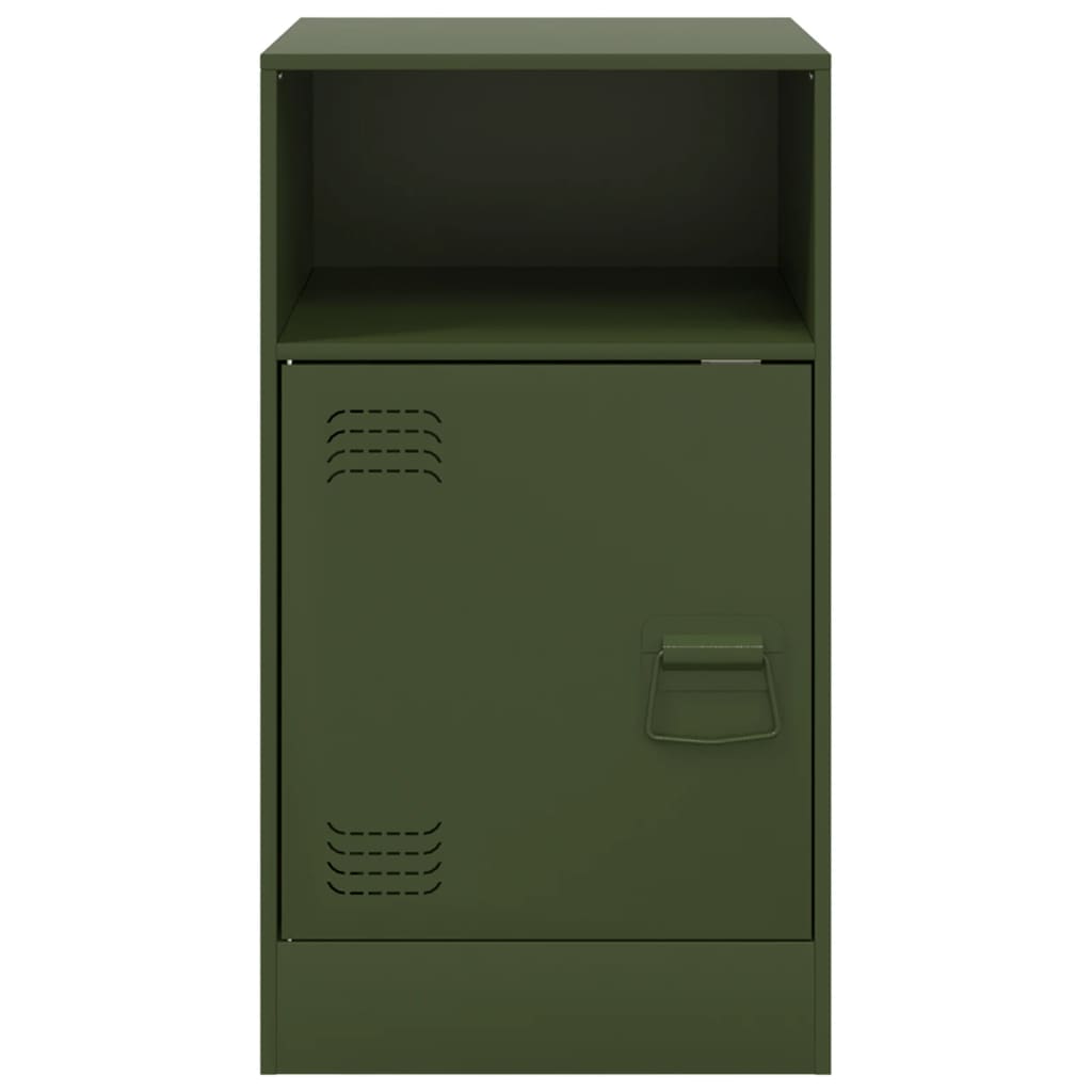 Κομοδίνα 2 τεμ. Πράσινο Λαδί 34,5x39x62 εκ. από Χάλυβα