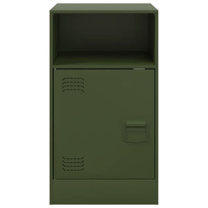Κομοδίνα 2 τεμ. Πράσινο Λαδί 34,5x39x62 εκ. από Χάλυβα