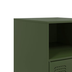Κομοδίνα 2 τεμ. Πράσινο Λαδί 34,5x39x62 εκ. από Χάλυβα