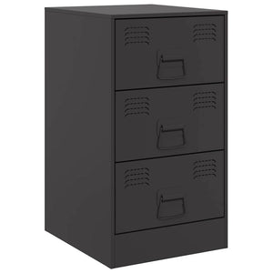 Κομοδίνα 2 τεμ. Μαύρα 34,5x39x62 εκ. από Χάλυβα