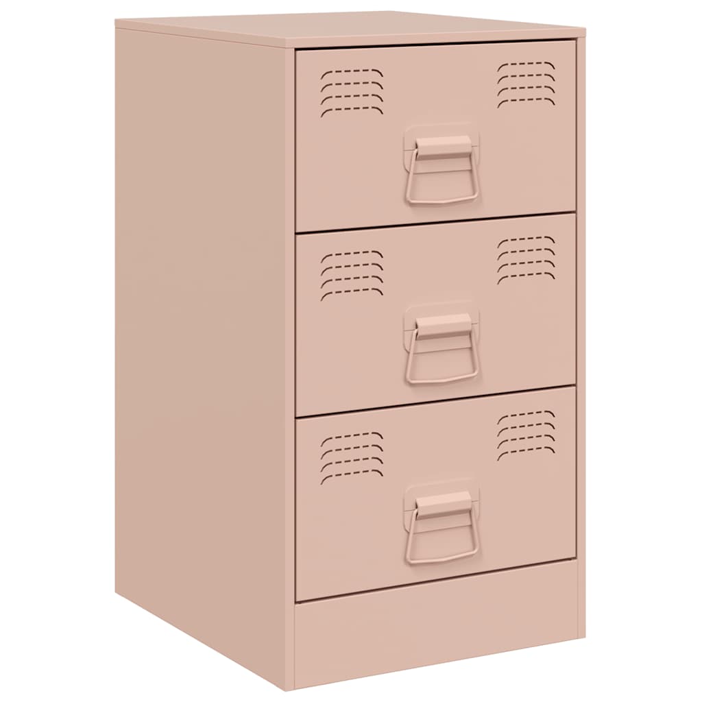 Κομοδίνα 2 τεμ. Ροζ 34,5x39x62 εκ. από Χάλυβα