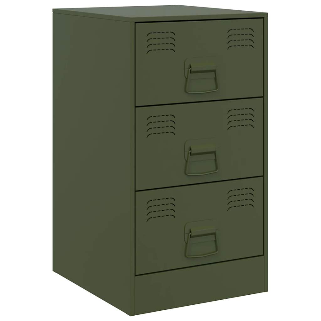 Κομοδίνα 2 τεμ. Πράσινο Λαδί 34,5x39x62 εκ. από Χάλυβα