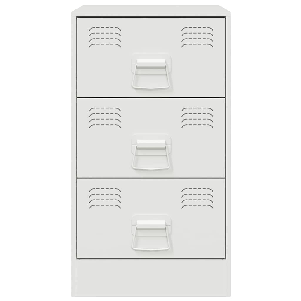 Κομοδίνο Λευκό 34,5x39x62 εκ. από Χάλυβα