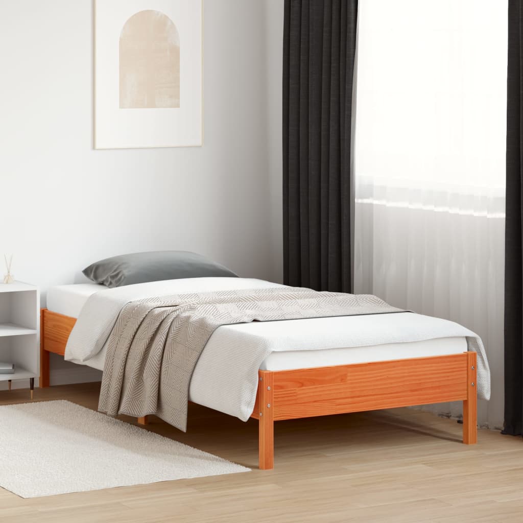 Σκελετός Κρεβ. Χωρίς Στρώμα Καφέ Κεριού 100x200 εκ Μασίφ Πεύκο - Pakobazaar