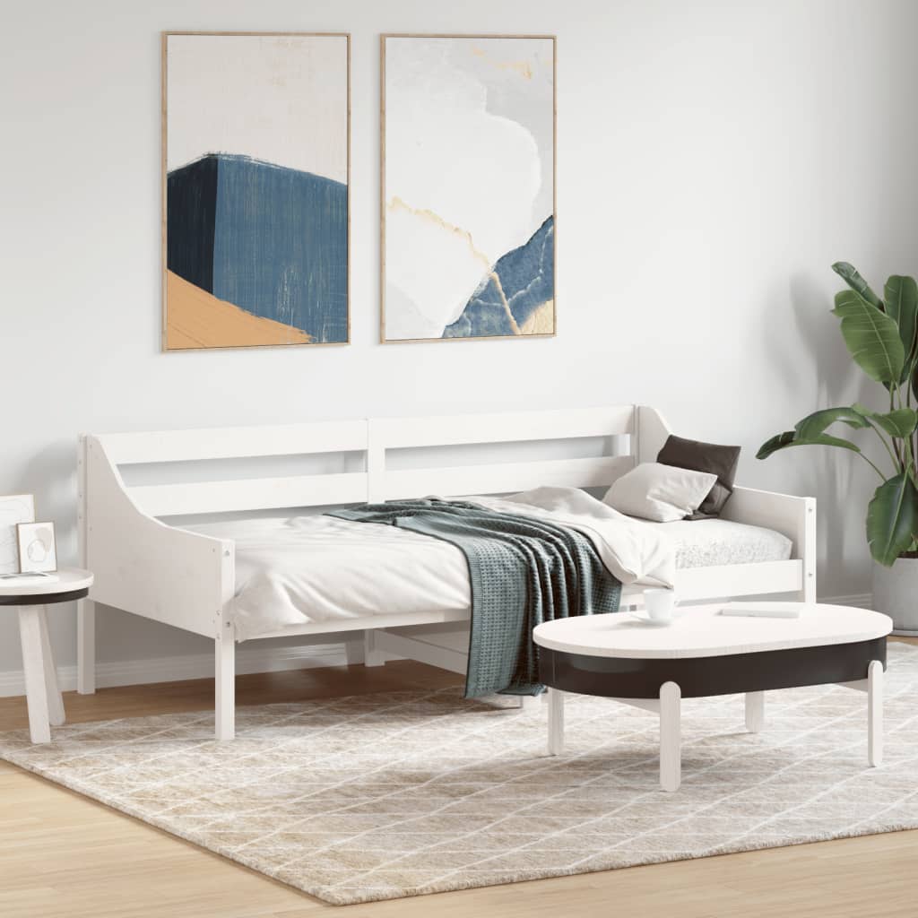 Κρεβάτι ημέρας χωρίς στρώμα Λευκό 75x190 cm Στερεό ξύλο πεύκο