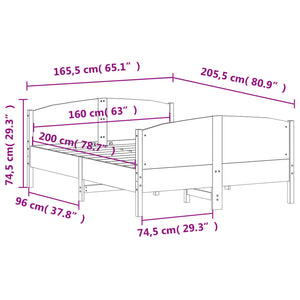 Σκελετός Κρεβατιού Χωρίς Στρώμα 160x200 εκ Μασίφ Ξύλο Πεύκου