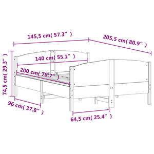Σκελετός Κρεβατιού Χωρίς Στρώμα Καφέ 140x200 Μασίφ Ξύλο Πεύκου