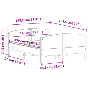 Σκελετός Κρεβατιού Χωρίς Στρώμα Καφέ 140x190 Μασίφ Ξύλο Πεύκου