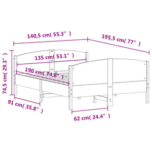 Σκελετός Κρεβ. Χωρίς Στρώμα Καφέ Κεριού 135x190 εκ Μασίφ Πεύκο