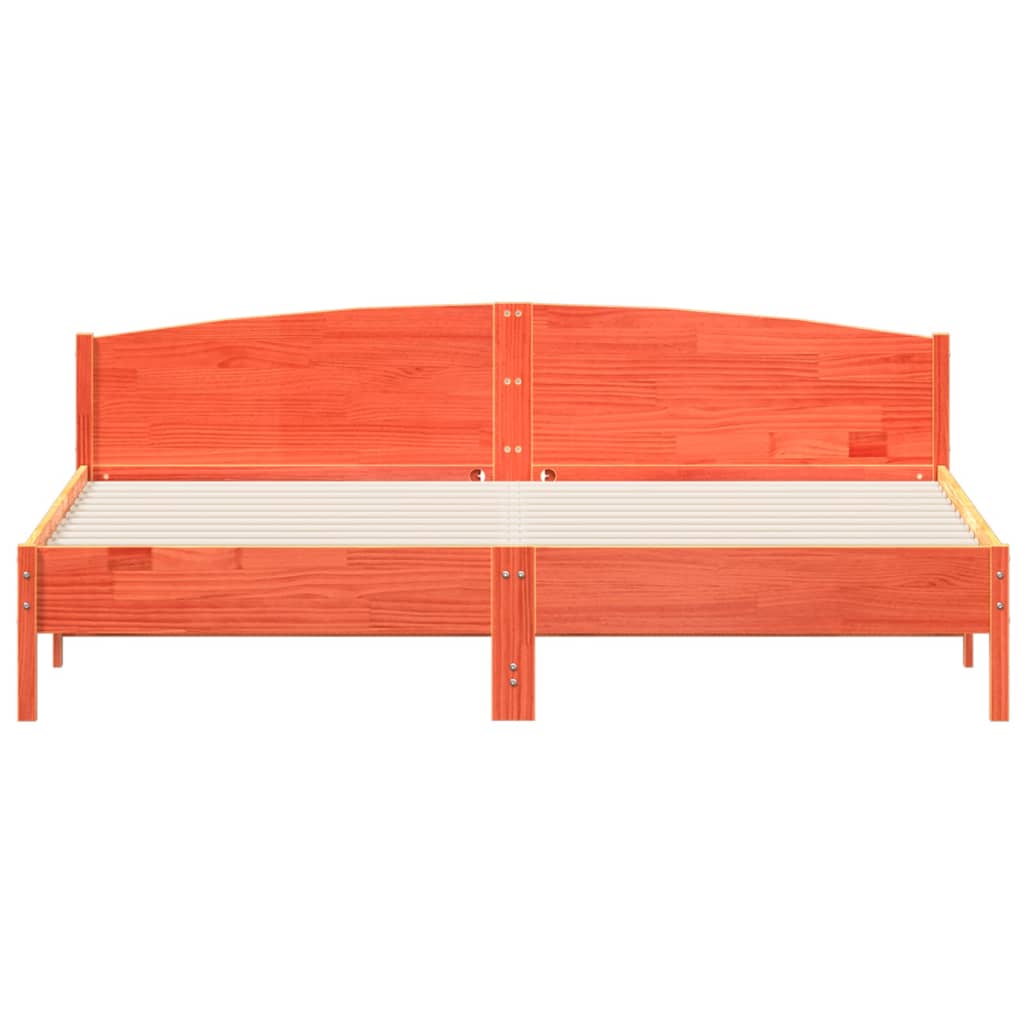 Σκελετός Κρεβ. Χωρίς Στρώμα Καφέ Κεριού 200x200 εκ Μασίφ Πεύκο