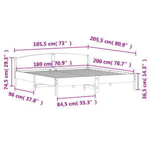 Σκελετός Κρεβατιού Χωρίς Στρώμα 180x200 εκ Μασίφ Ξύλο Πεύκου