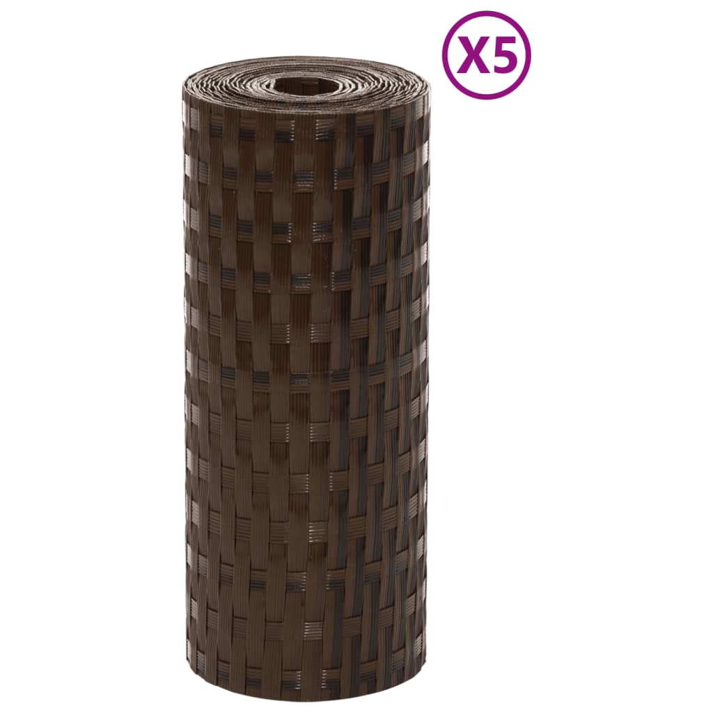 Διαχωριστικά Βεράντας 5 τεμ. Καφέ&Μαύρο 255x19 εκ. Συνθ. Ρατάν