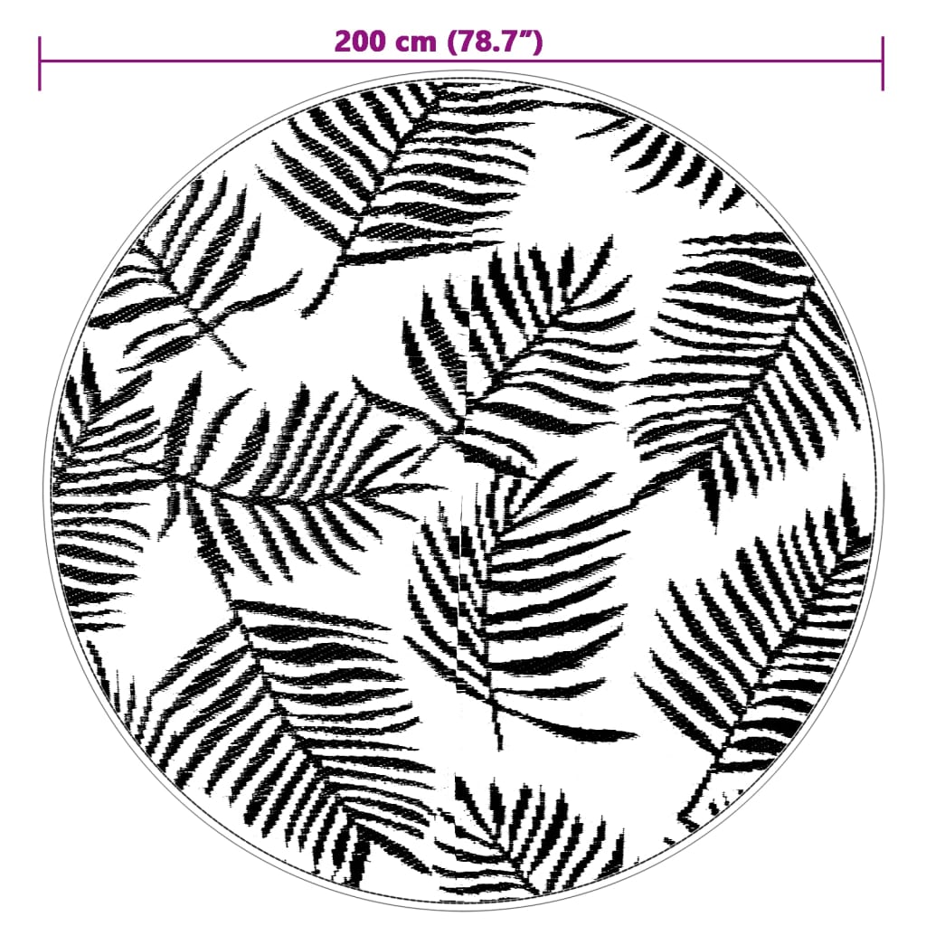 Χαλί εξωτερικού χώρου ARAKIL Λευκό και Μαύρο Ø200 cm PP