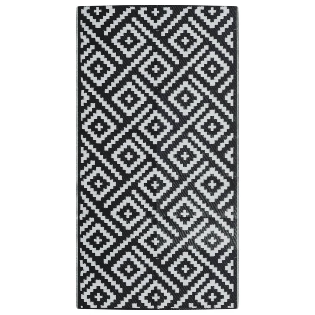 Χαλί εξωτερικού χώρου ARAKIL Λευκό και μαύρο 80x150 cm PP - Pakobazaar