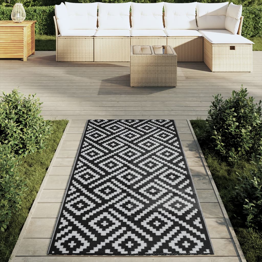Χαλί εξωτερικού χώρου ARAKIL Λευκό και μαύρο 80x150 cm PP - Pakobazaar