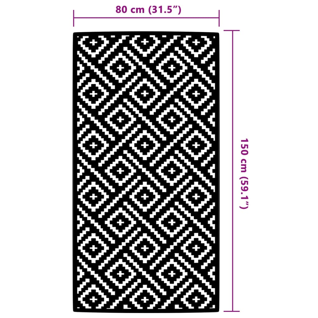 Χαλί εξωτερικού χώρου ARAKIL Λευκό και μαύρο 80x150 cm PP - Pakobazaar