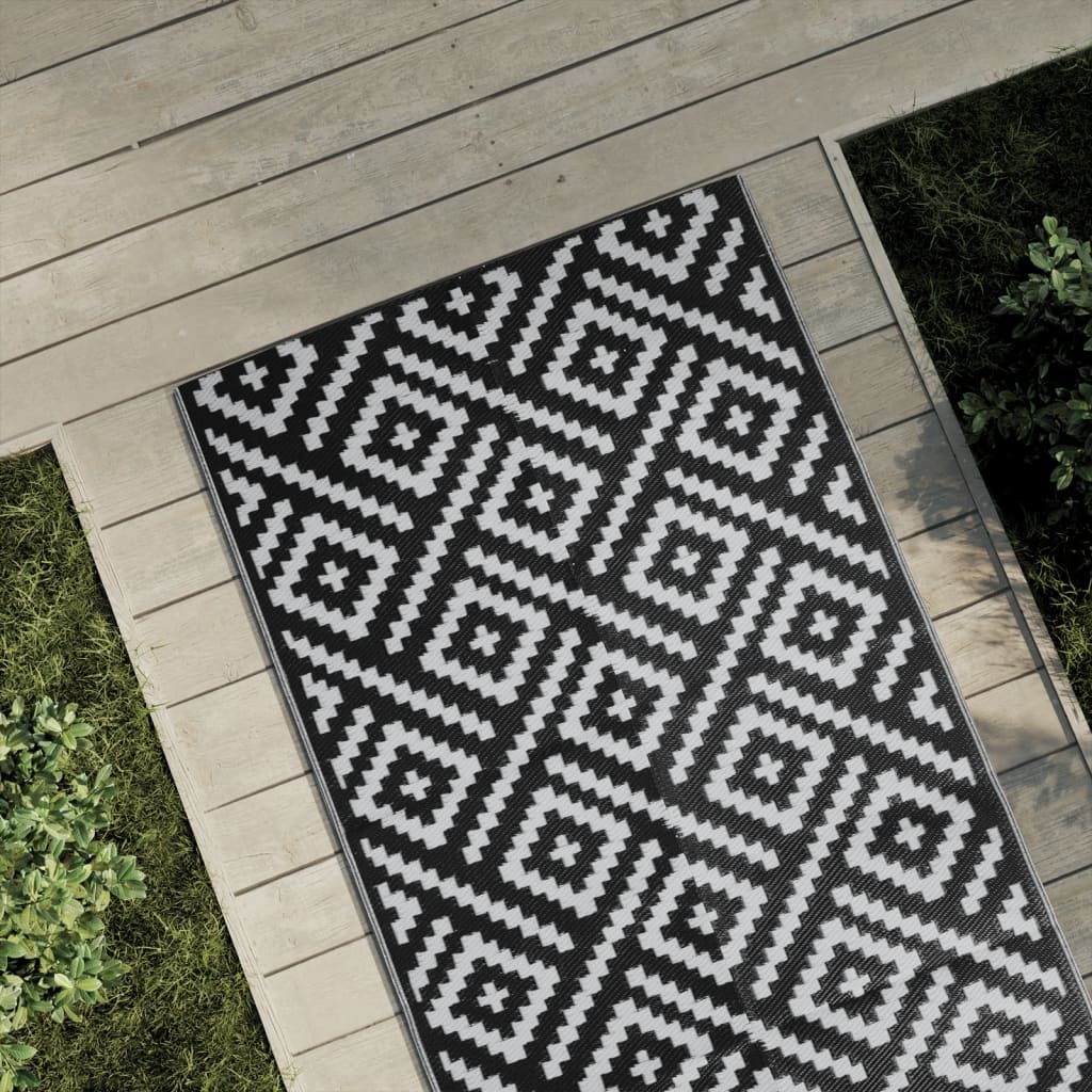 Χαλί εξωτερικού χώρου ARAKIL Λευκό και μαύρο 80x150 cm PP - Pakobazaar