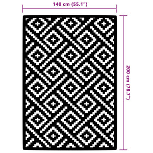 Χαλί εξωτερικού χώρου ARAKIL Λευκό και μαύρο 140x200 cm PP