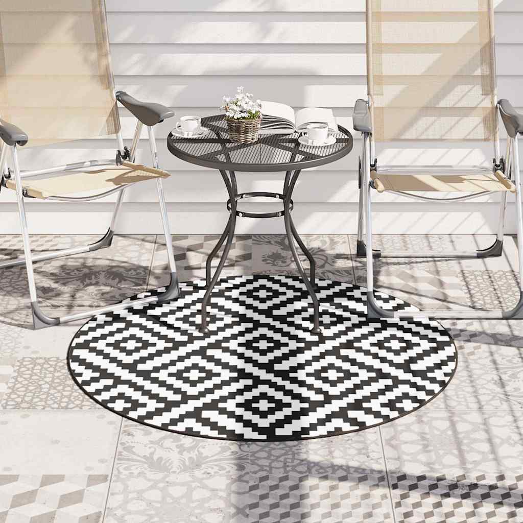 Χαλί εξωτερικού χώρου ARAKIL Λευκό και Μαύρο Ø120 cm PP