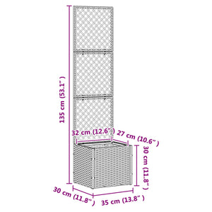 Γλάστρα με πέργκολα κήπου Καφέ 35 x 30 x 135 εκ. Μέταλλο - Pakobazaar