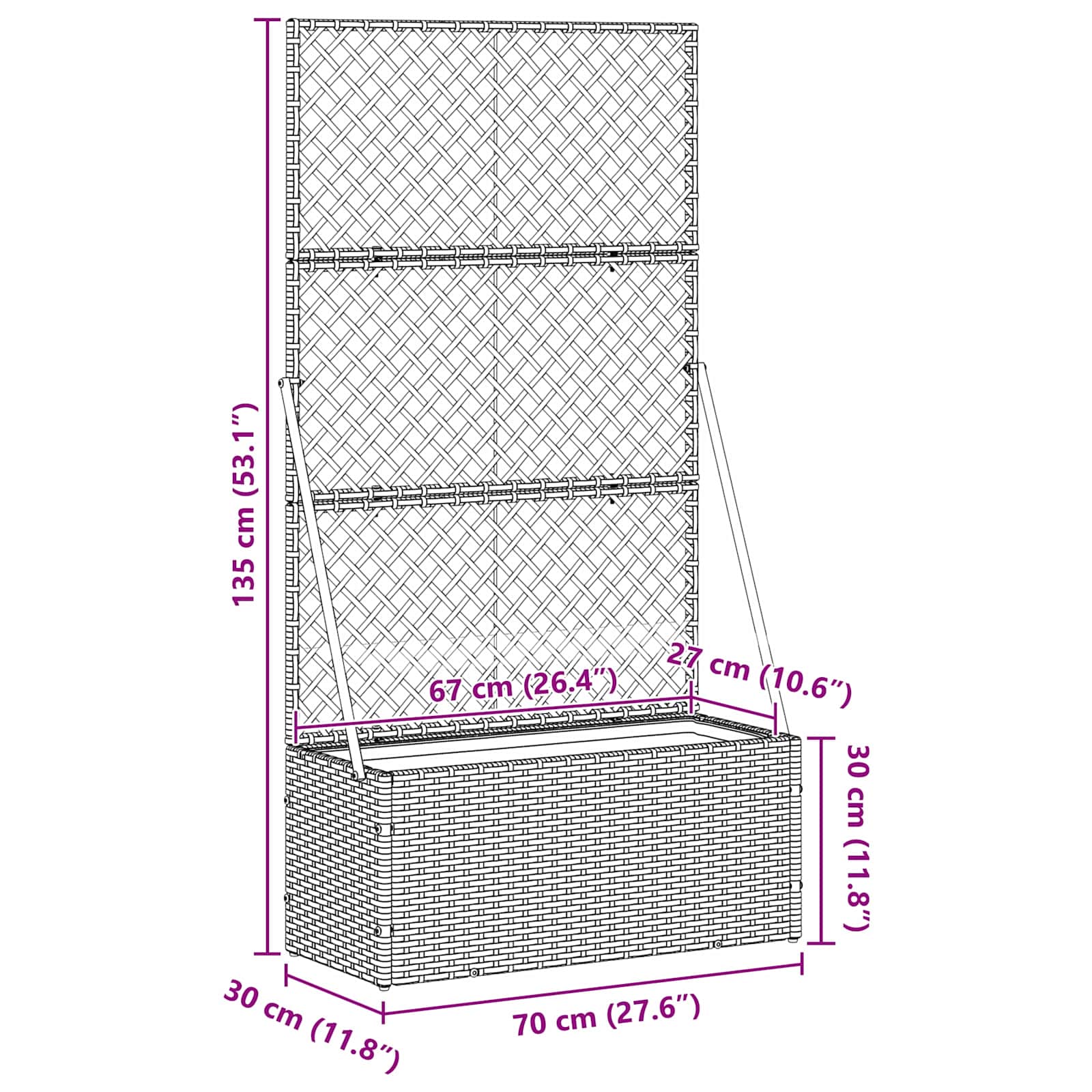 Γλάστρα με πέργκολα κήπου Καφέ 105 x 30 x 170 εκ Μέταλλο