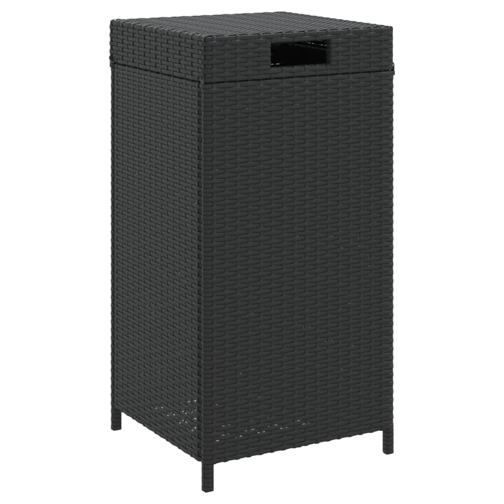 Κάδος Απορριμάτων Μαύρος 40 x 40 x 80 εκ. από Συνθετικό Ρατάν