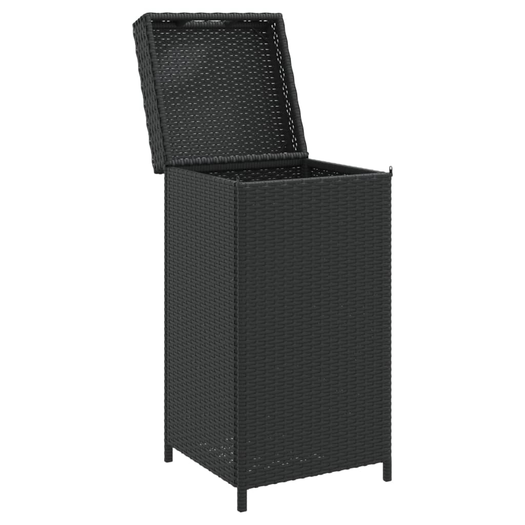 Κάδος Απορριμάτων Μαύρος 40 x 40 x 80 εκ. από Συνθετικό Ρατάν
