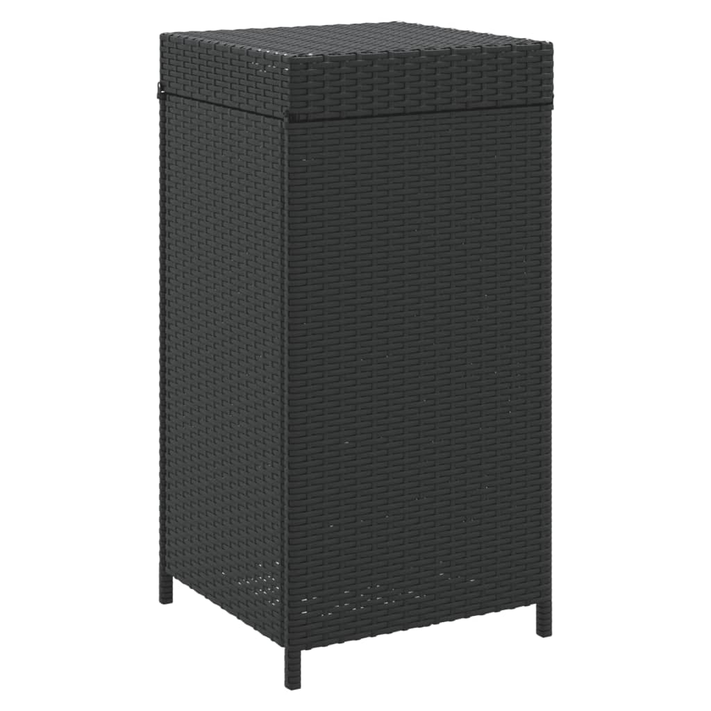 Κάδος Απορριμάτων Μαύρος 40 x 40 x 80 εκ. από Συνθετικό Ρατάν