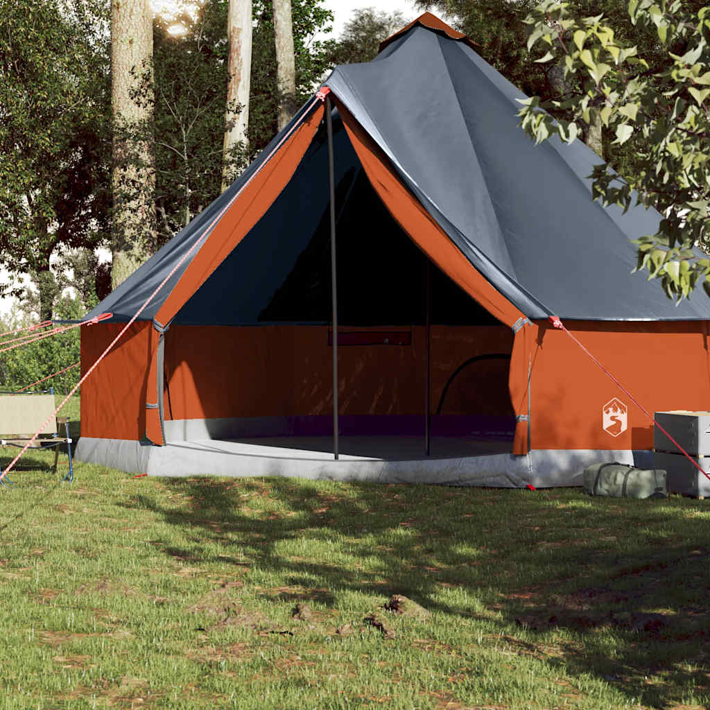 Σκηνή Κάμπινγκ Tipi 10 Ατόμων Αδιάβροχη Γκρι/Πορτοκαλί - Pakobazaar