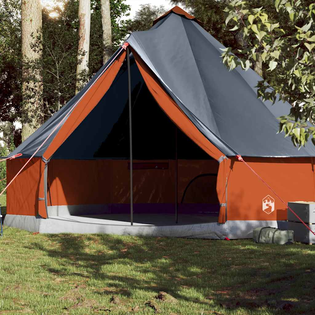 Σκηνή Κάμπινγκ Tipi 10 Ατόμων Αδιάβροχη Γκρι/Πορτοκαλί - Pakobazaar
