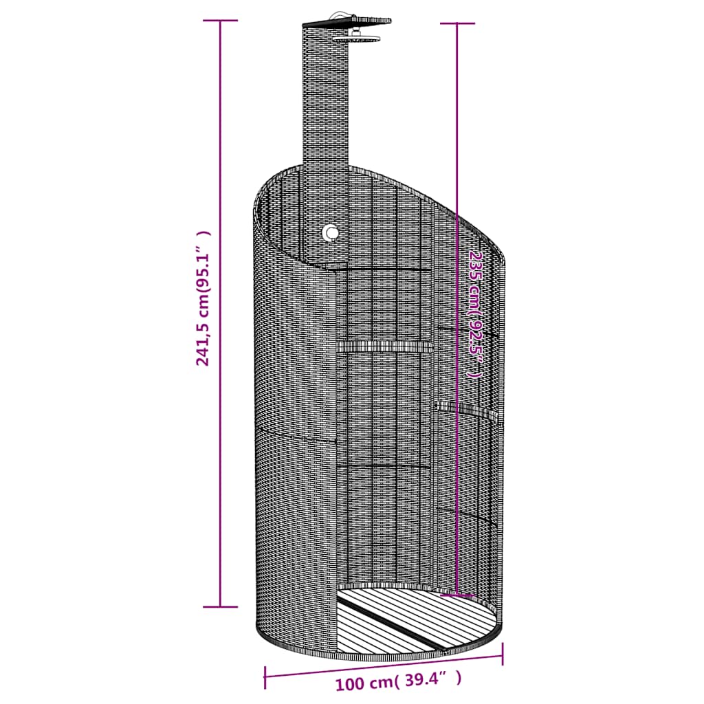 Ντους Εξ. Χώρου 100x100x241,5 εκ. Συνθετικό Ρατάν/Ξύλο Ακακίας - Pakobazaar