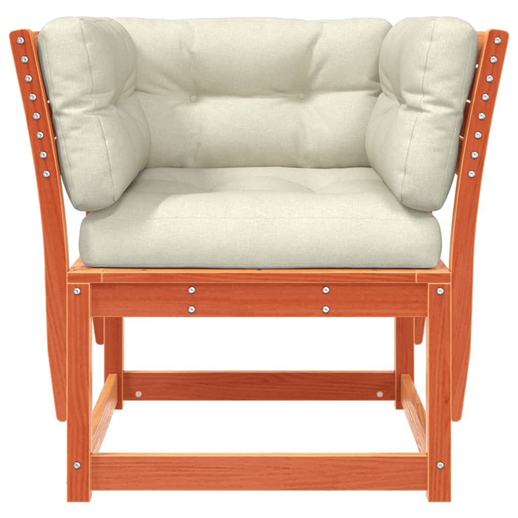 Καναπές Κήπου με Μπράτσα Καφέ Κεριού Μασίφ Πεύκου+Μαξιλάρια - Pakobazaar