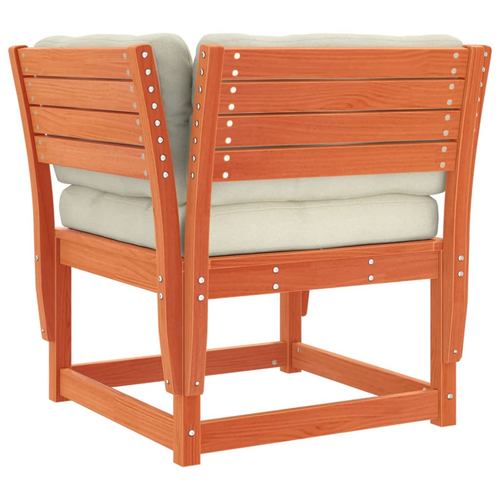 Καναπές Κήπου με Μπράτσα Καφέ Κεριού Μασίφ Πεύκου+Μαξιλάρια - Pakobazaar