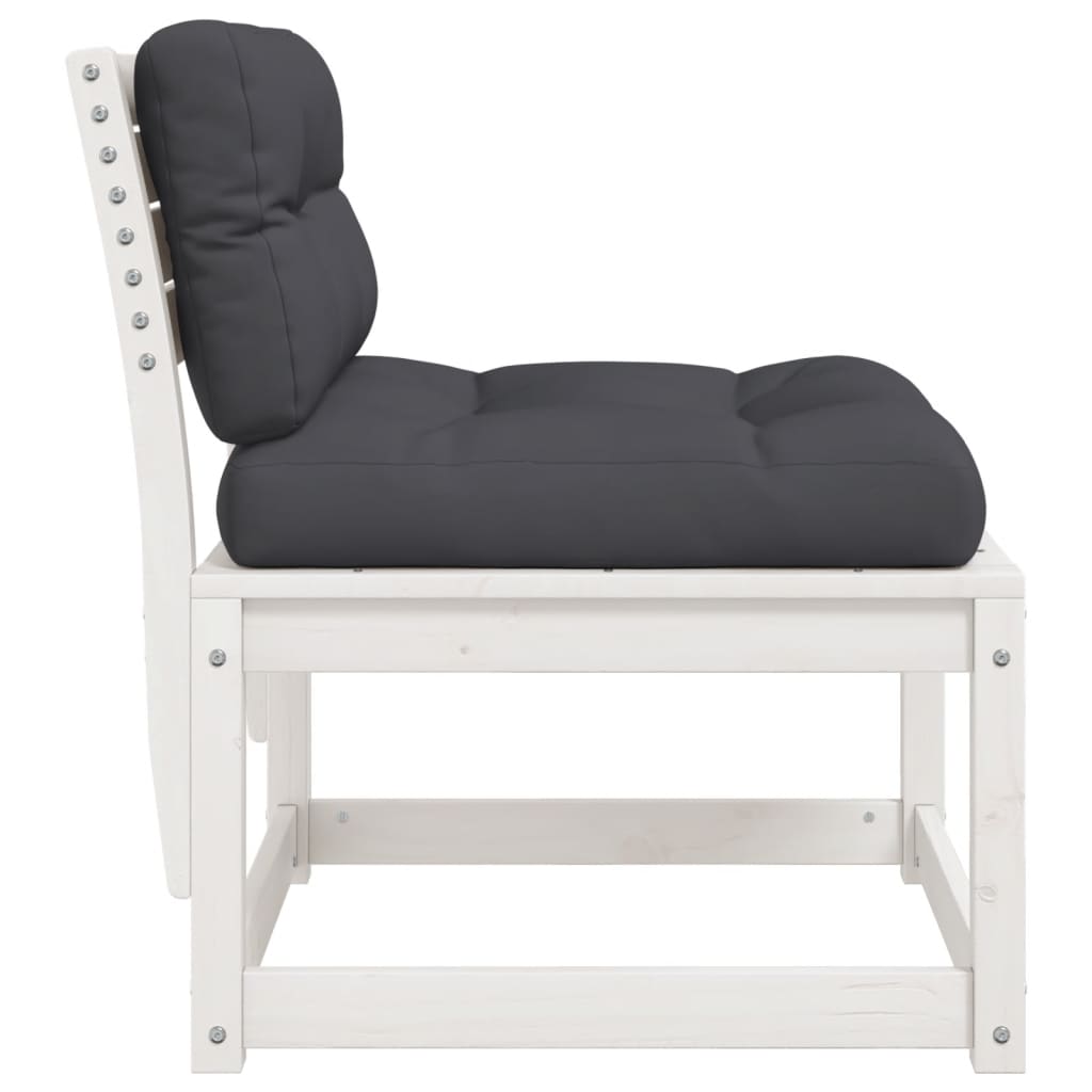 Καναπέδες Κήπου 2 τεμ. Λευκοί Μασίφ Ξύλο Πεύκου με Μαξιλάρια - Pakobazaar